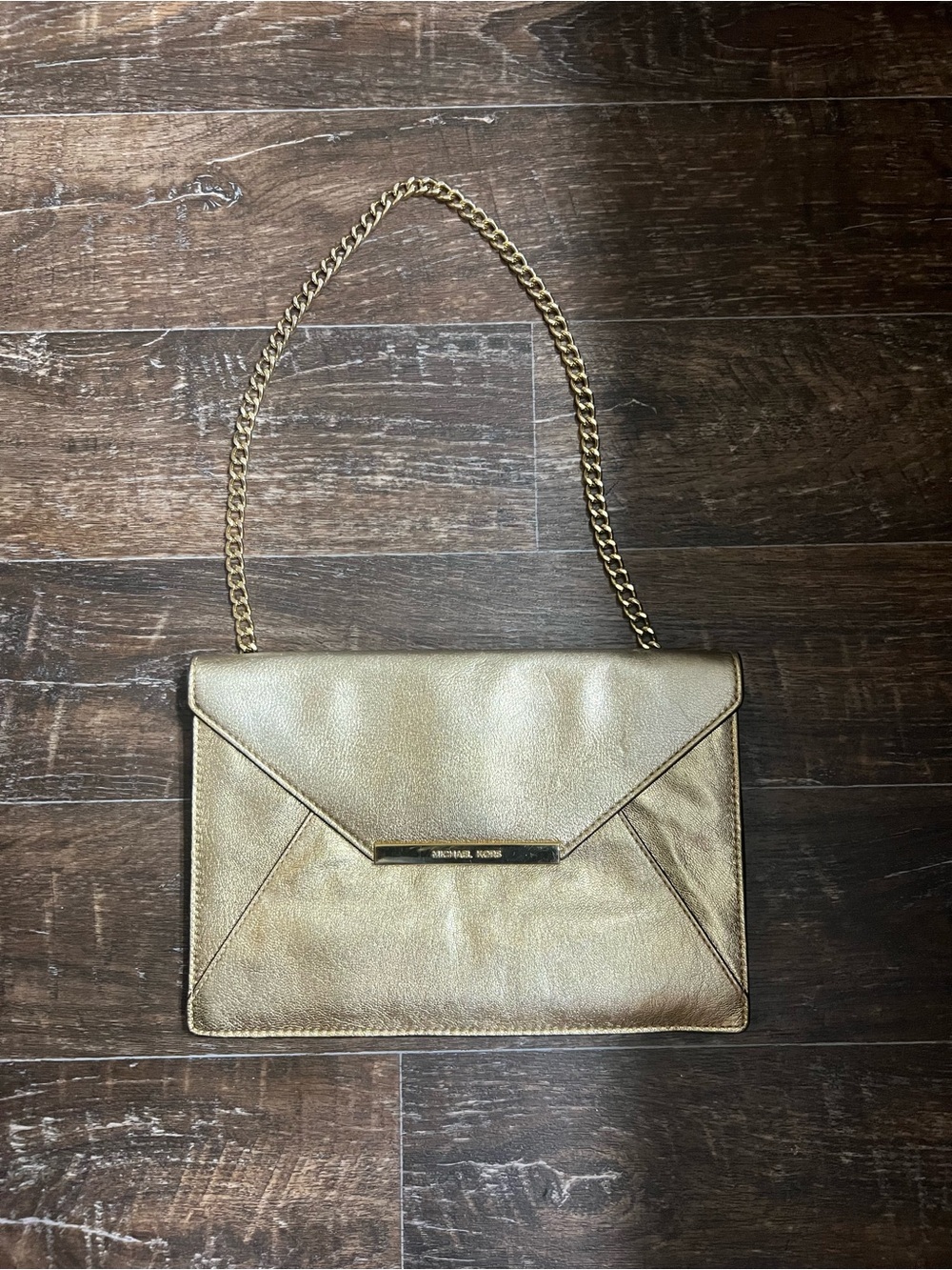 Michael Kors Metallic Gold Envelope Chain Clutch